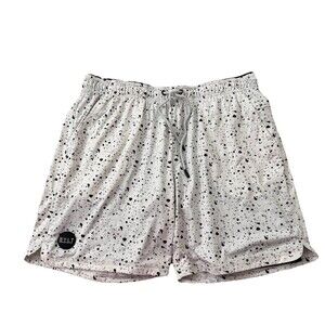 BYLT Premium Basics Training Shorts Mens XXL White Black Splatter Athletic Lined